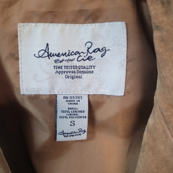 Brown Genuine Suede Leather Crop Moto Jacket Lined, American Rag Women’s Small - Picture 3 of 10